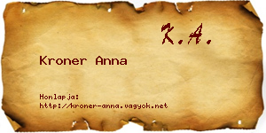 Kroner Anna névjegykártya